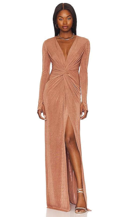katie may in a mood gown in metallic copper. - size s (also in xxs, xs, xl)