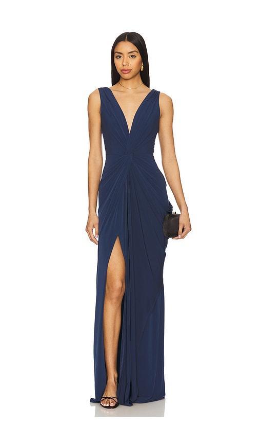 katie may leo gown in navy. - size m (also in xs)