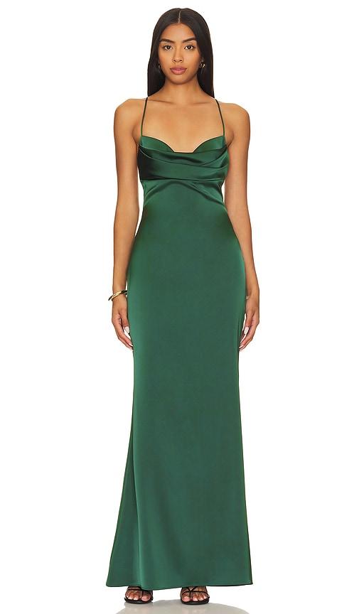 katie may tara gown in green. - size l (also in s, xxs, xs, m)