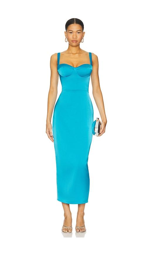 katie may teagan midi dress in blue. - size l (also in s, xs, m)