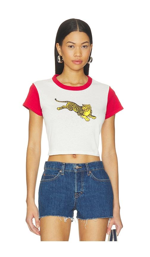 kenzo jumping tiger cropped t-shirt in white. - size l (also in xs, s, m)