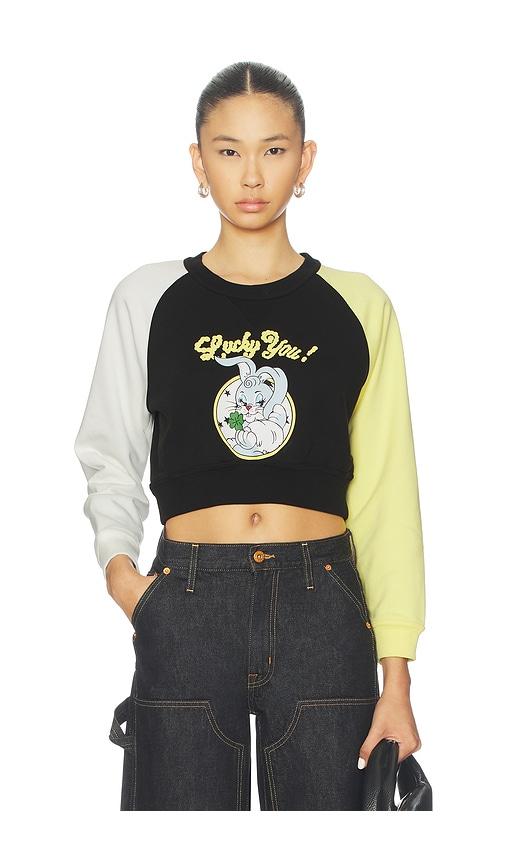 kenzo lucky me cartoon cropped sweatshirt in black. - size l (also in xs, m)