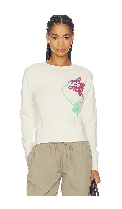 kenzo tulip jumper in white. - size l (also in xs, s, m)