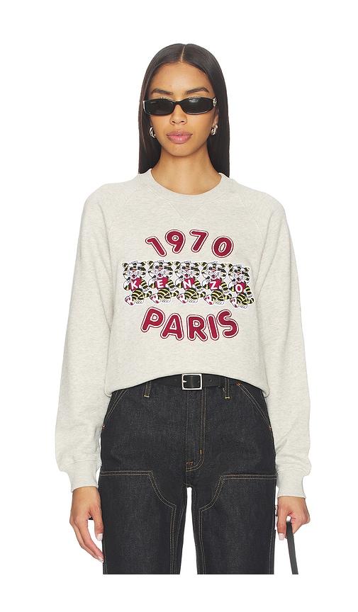 kenzo wild tiger embroidered classic sweatshirt in light grey. - size m (also in s)