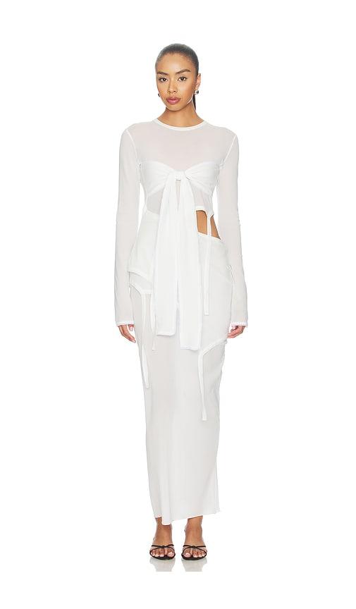 kettel atelier knit tie dress in white. - size l (also in s, m)