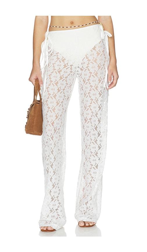 kettel atelier strappy lace trousers in white. - size l (also in s, m)