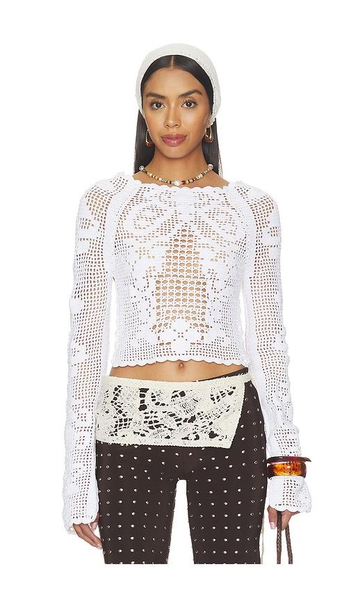 kettel atelier talia crochet blouse in white. - size l (also in s, m)