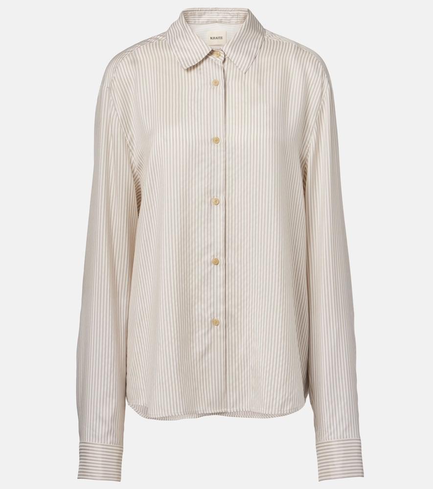 khaite agro striped silk shirt