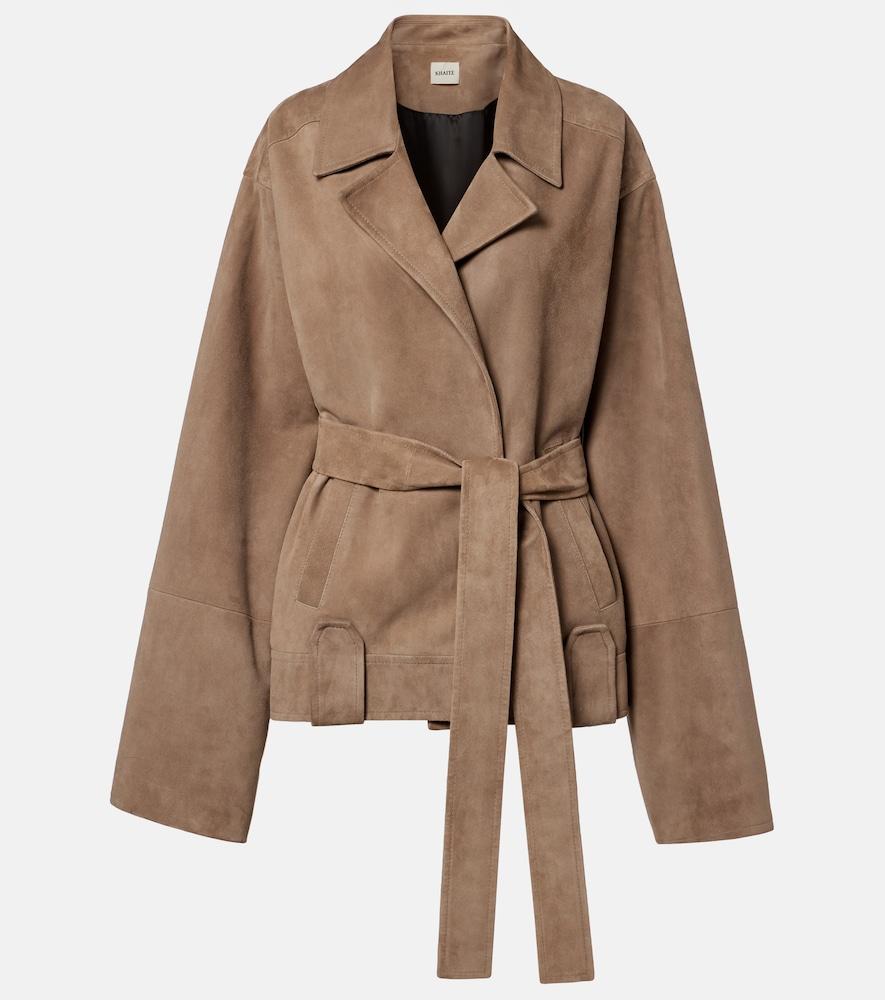 khaite alder belted suede jacket