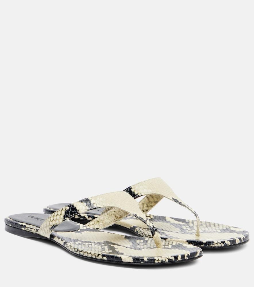 khaite archer snake-effect leather thong sandals