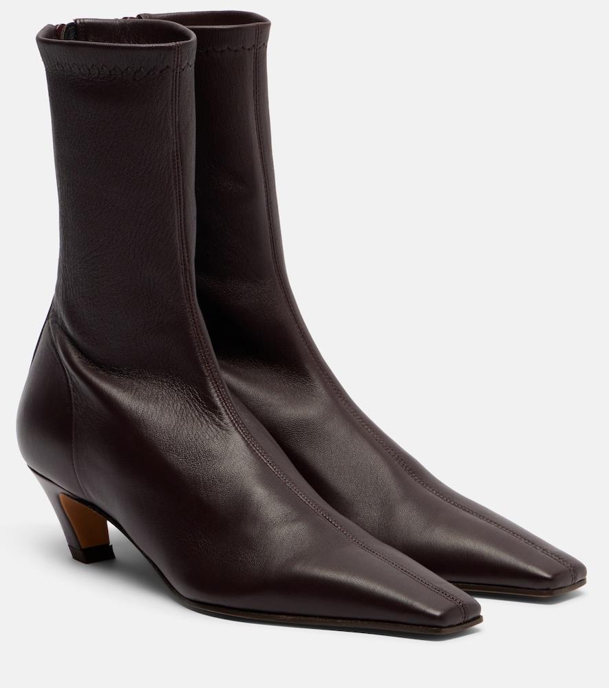 khaite arizona leather ankle boots