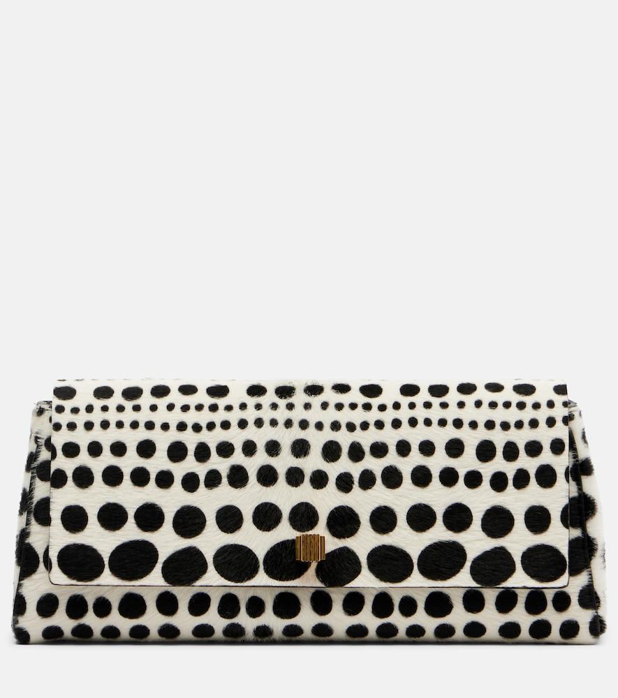khaite audrey polka-dot calf hair clutch