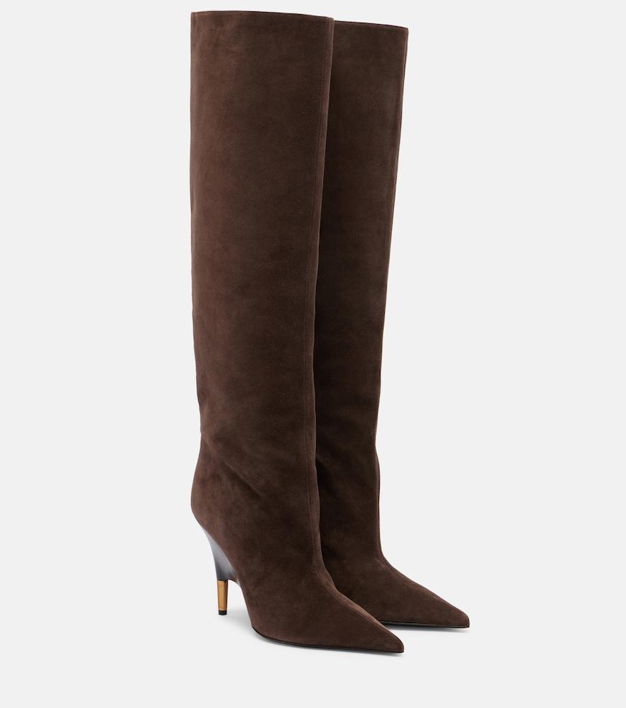 khaite bella 100 suede knee-high boots