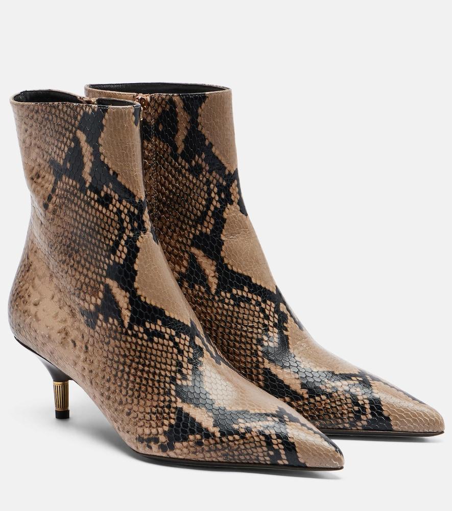 khaite bella snake-effect leather ankle boots