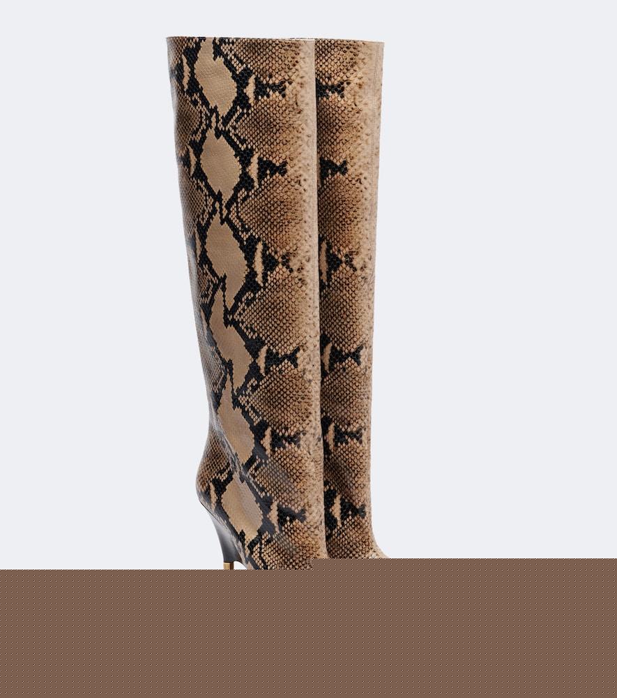 khaite bella snake-effect leather knee-high boots