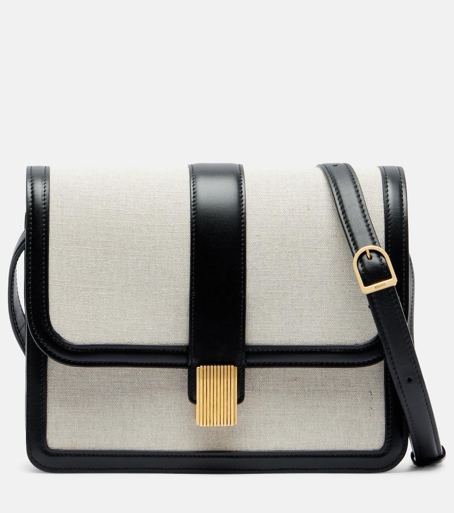 khaite blake leather-trimmed canvas crossbody bag