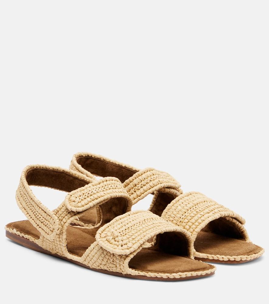 khaite boden raffia slingback sandals