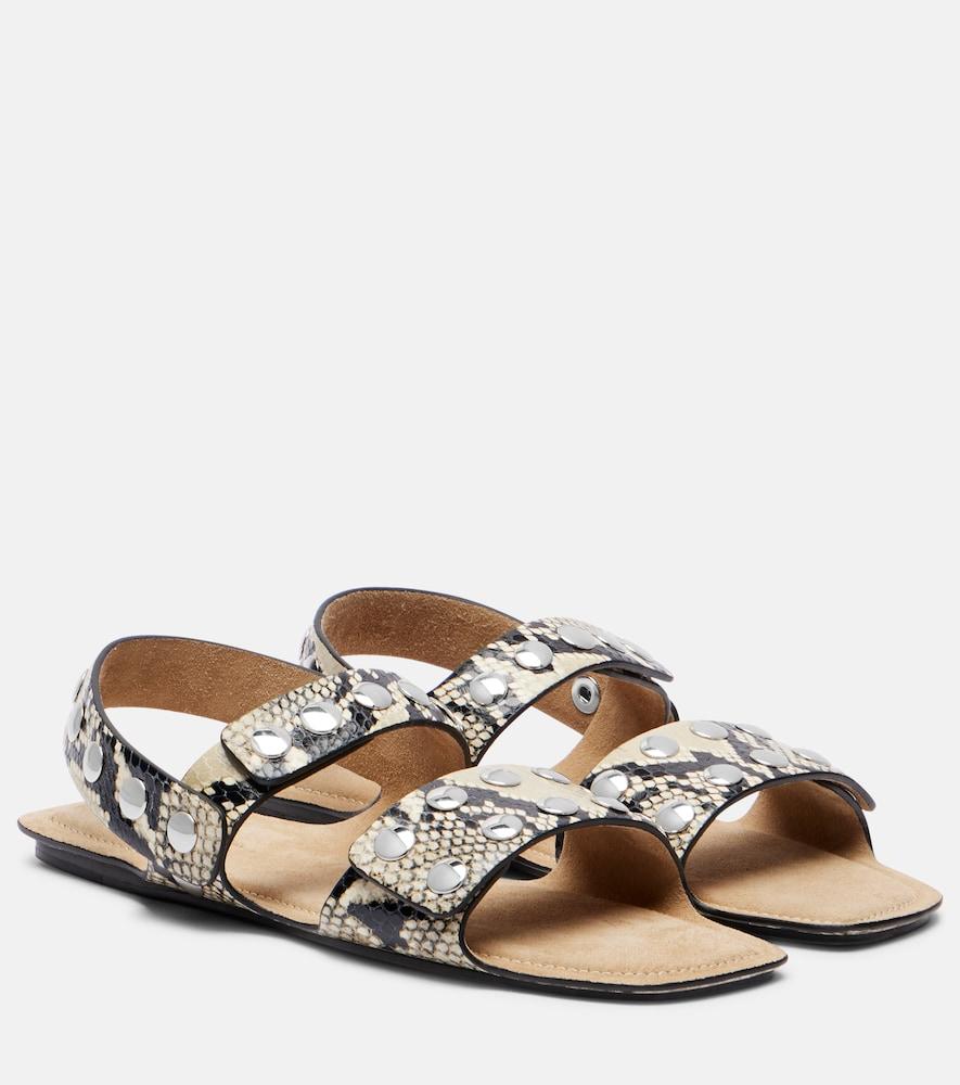 khaite boden snake-effect leather sandals