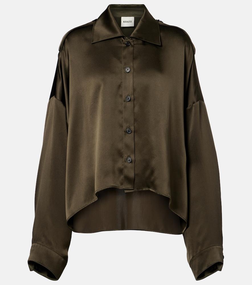 khaite bodine asymmetric silk satin shirt