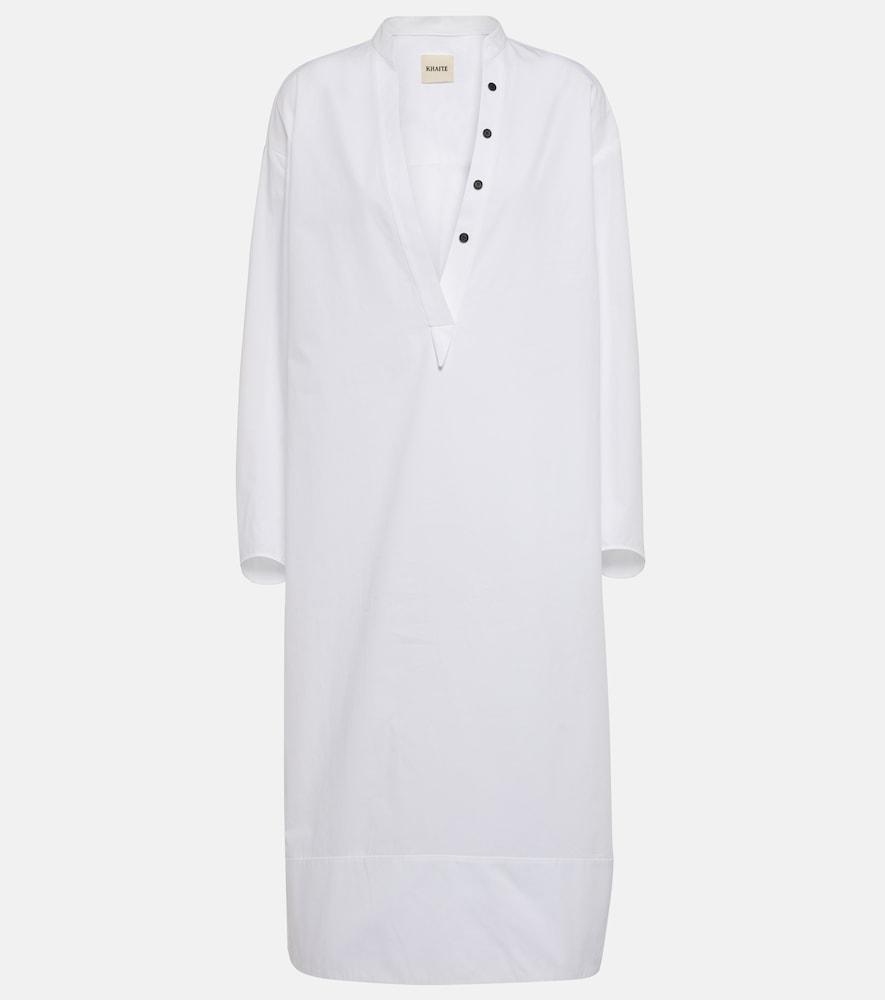 khaite brom cotton midi dress