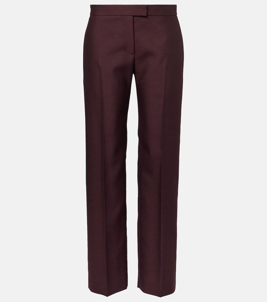 khaite callen wool and silk straight pants