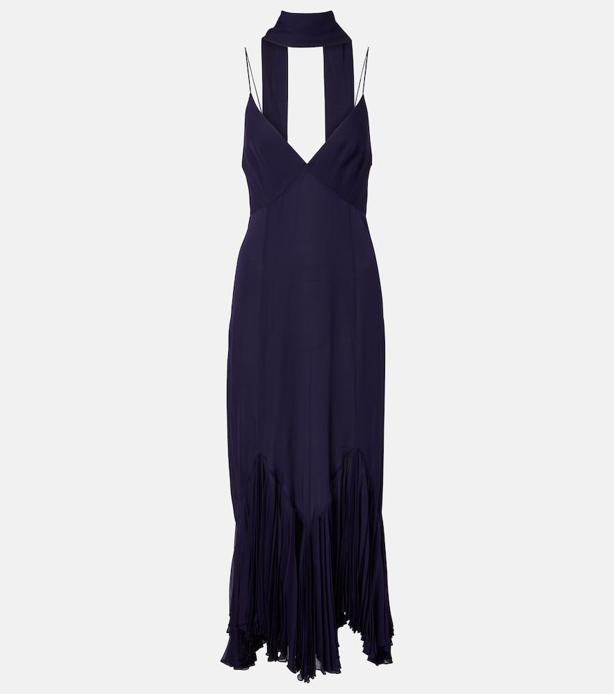 khaite candita scarf-detail silk midi dress