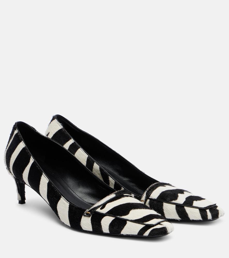 khaite celia 50 zebra-print calf hair pumps