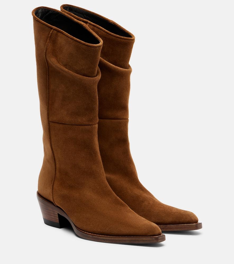 khaite clive suede knee-high boots