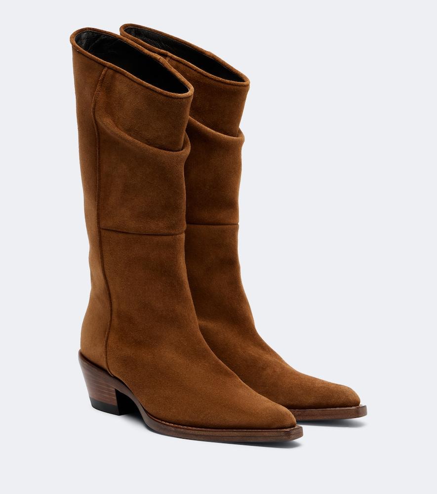 khaite clive suede mid-calf boots