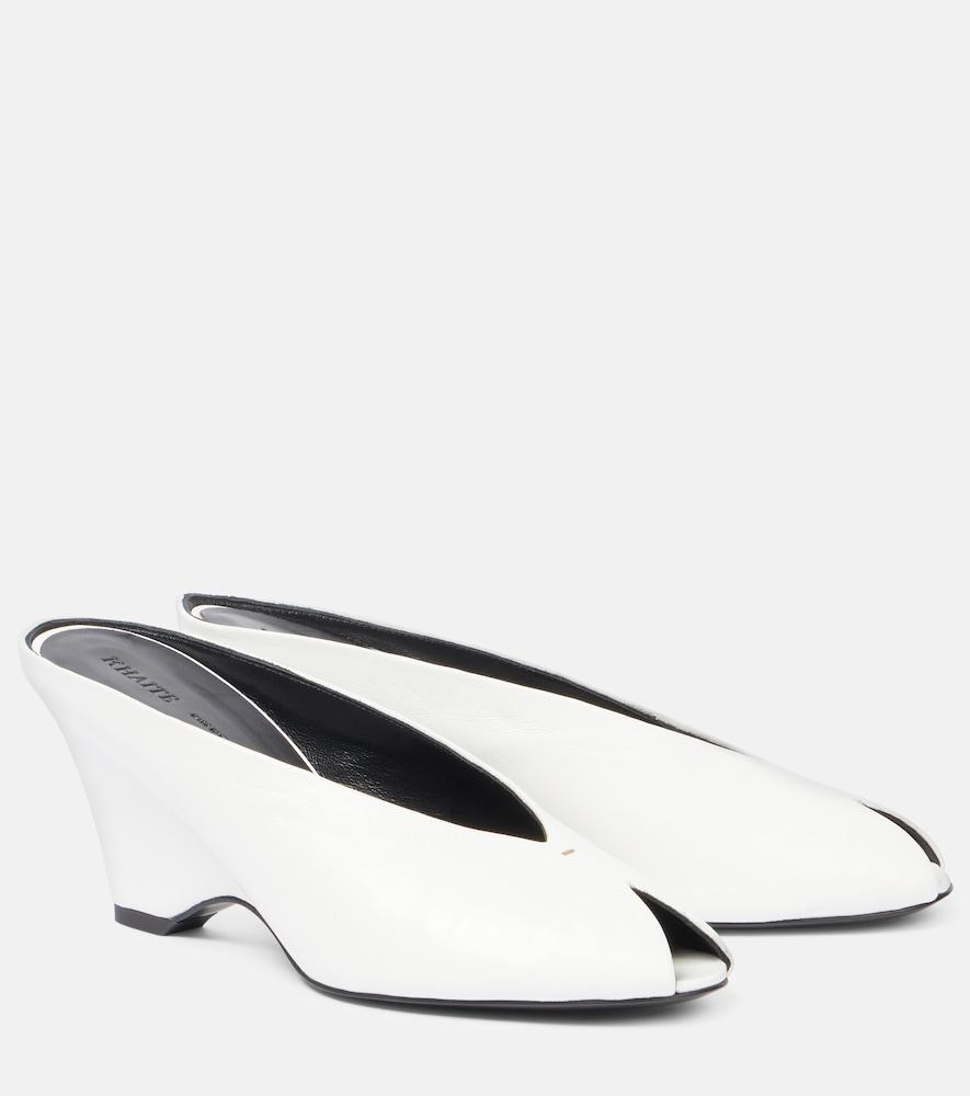 khaite cloak 75 leather peep-toe wedge mules
