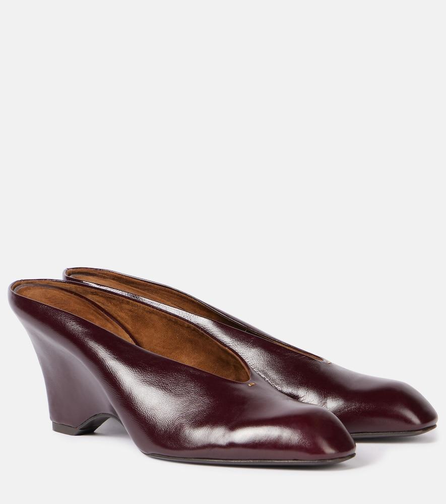 khaite colt 75 leather wedge mules