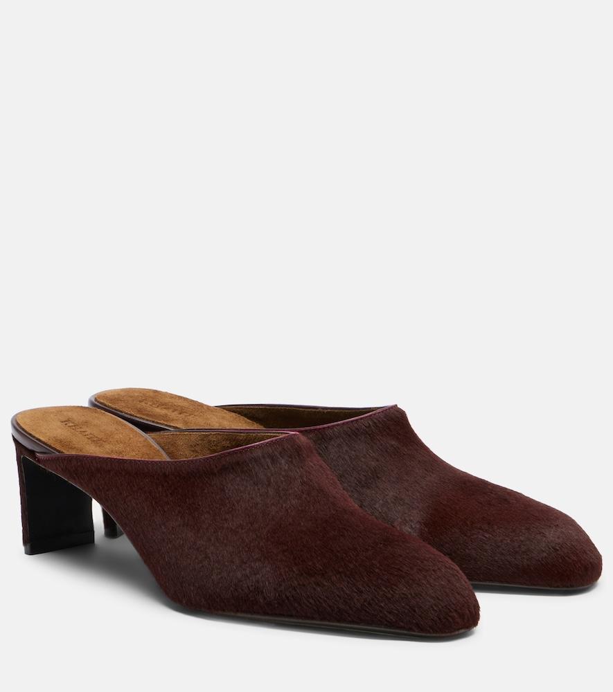 khaite colt calf hair mules