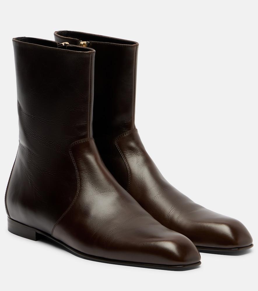khaite colt leather ankle boots