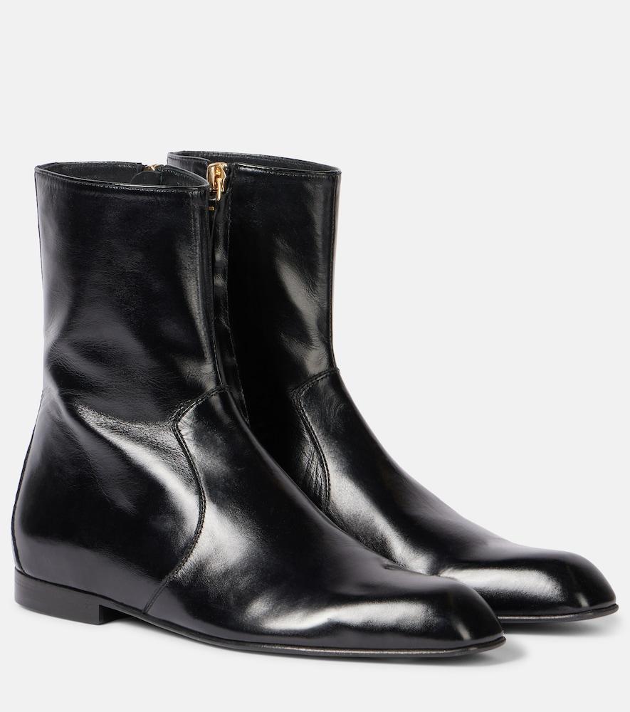 khaite colt leather ankle boots