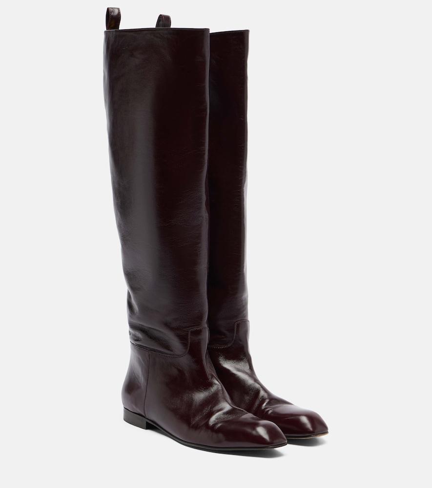 khaite colt leather knee-high boots