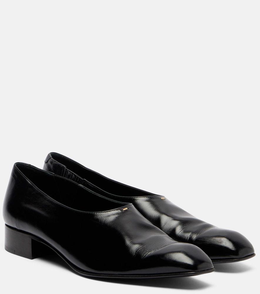 khaite colt leather loafers