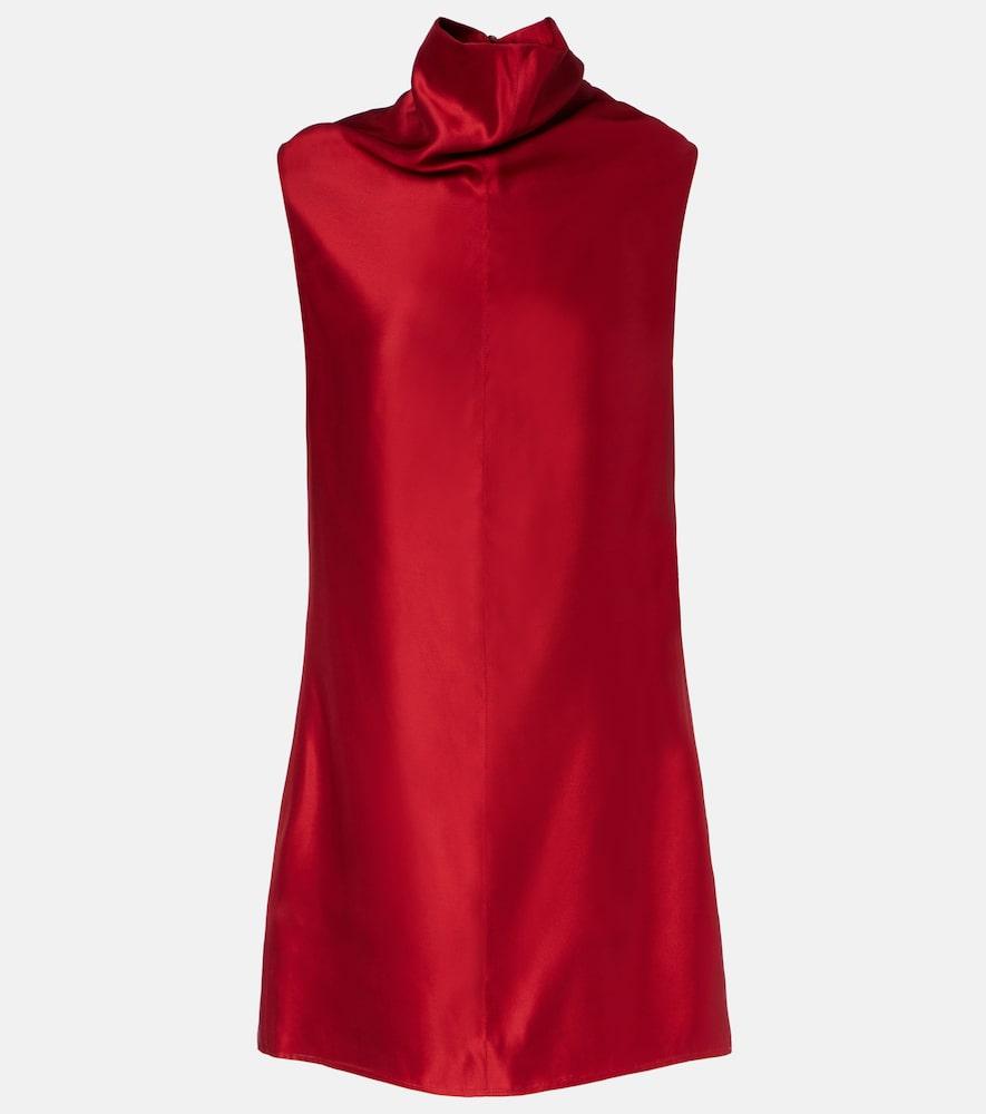 khaite daria turtleneck satin minidress