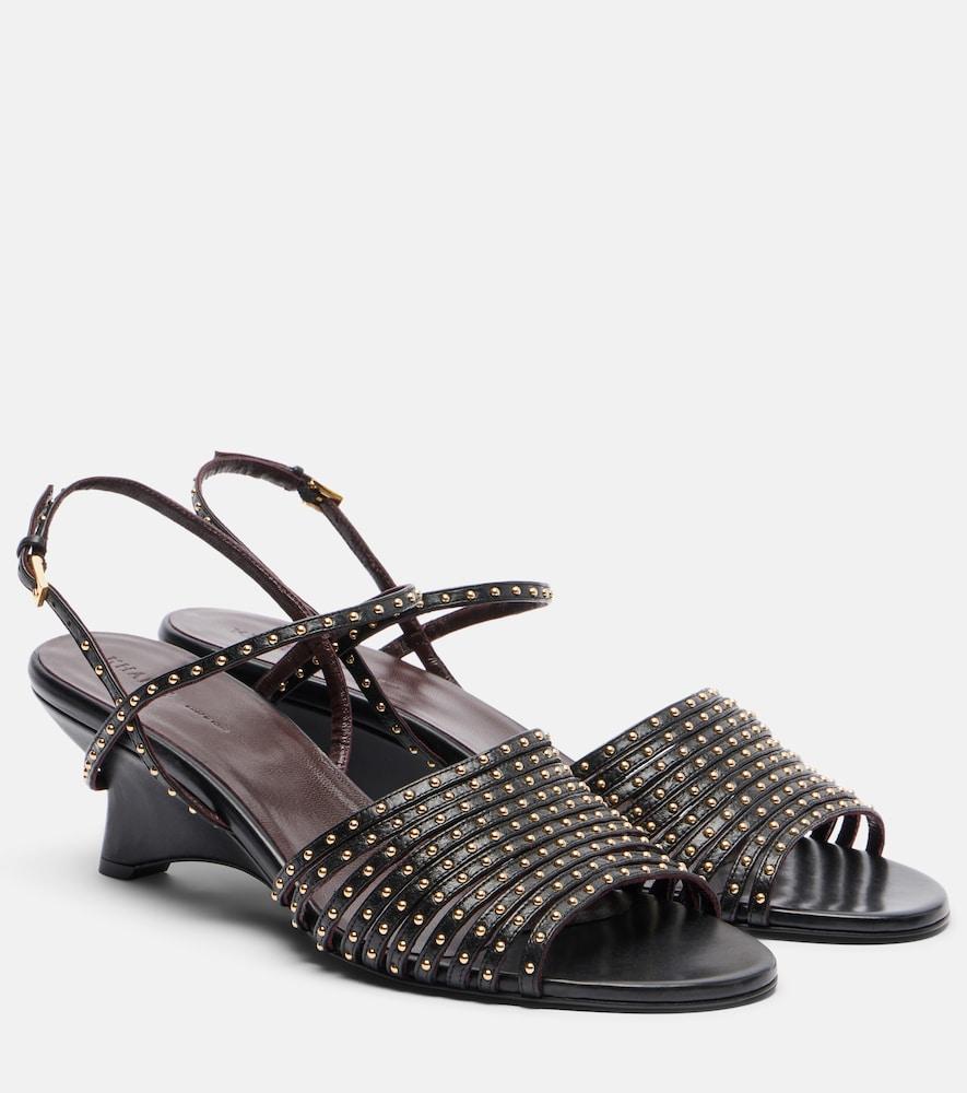 khaite drew studded leather wedge sandals