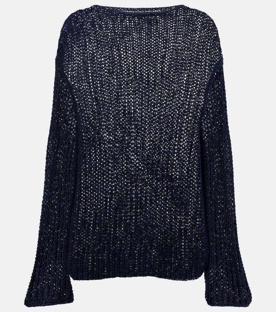 khaite elowen open-knit cotton-blend sweater