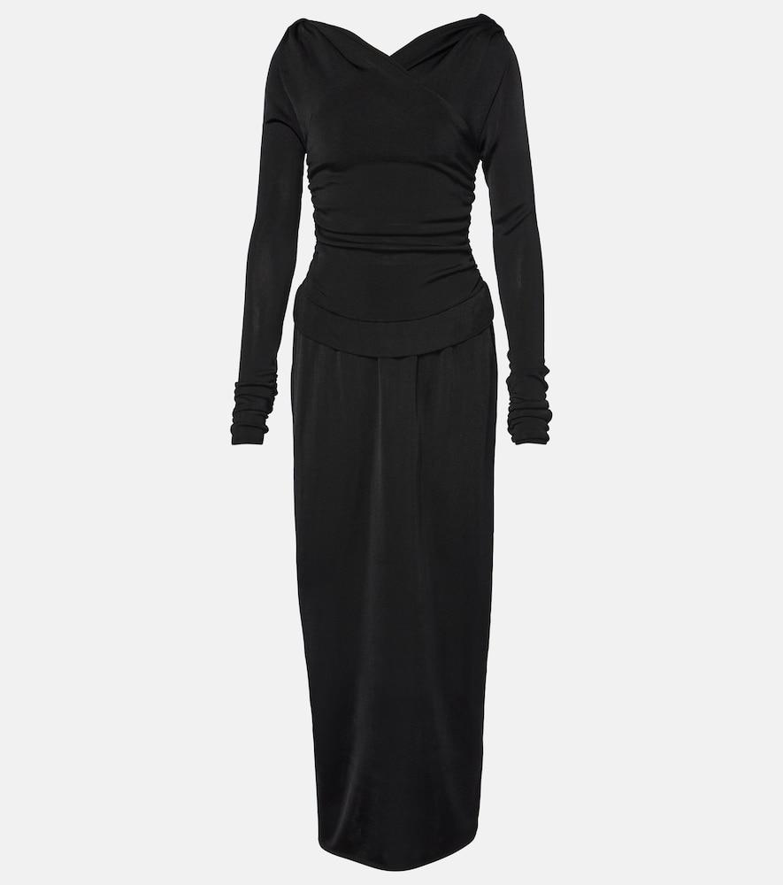 khaite fable draped shirred maxi dress