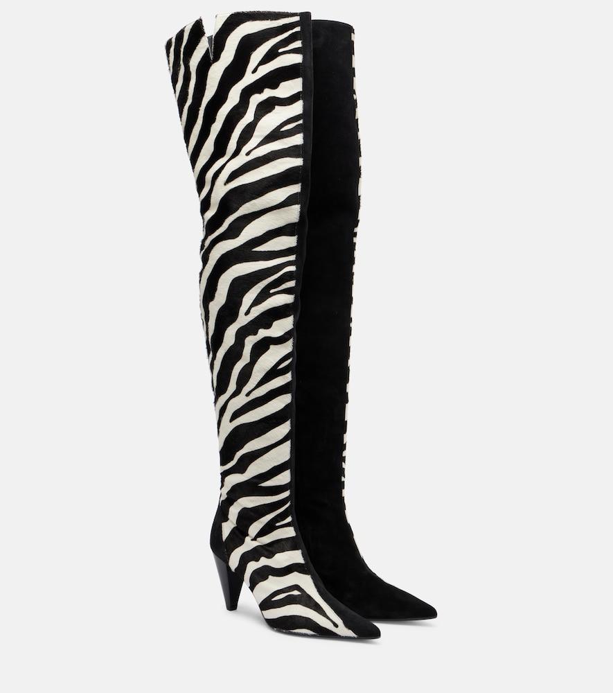 khaite harvey 85 calf hair over-the-knee boots