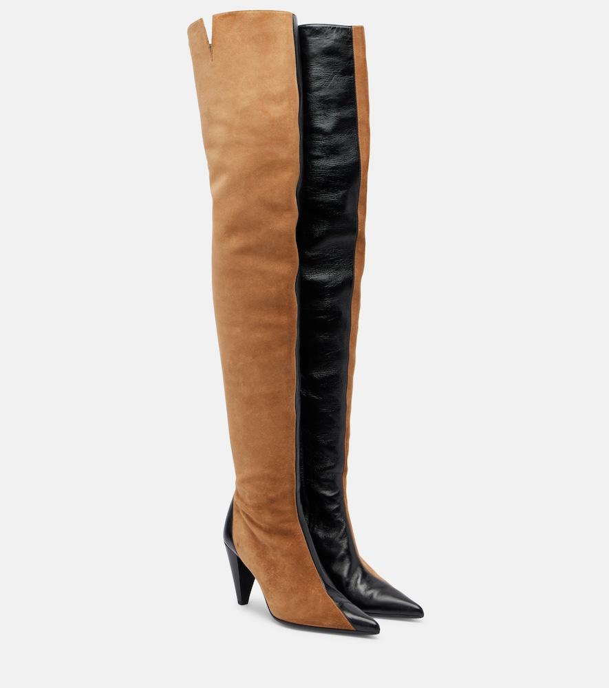 khaite harvey leather and suede over-the-knee boots