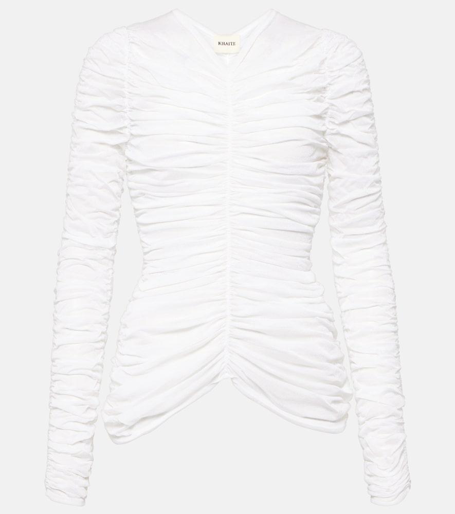 khaite haven ruched silk-blend top
