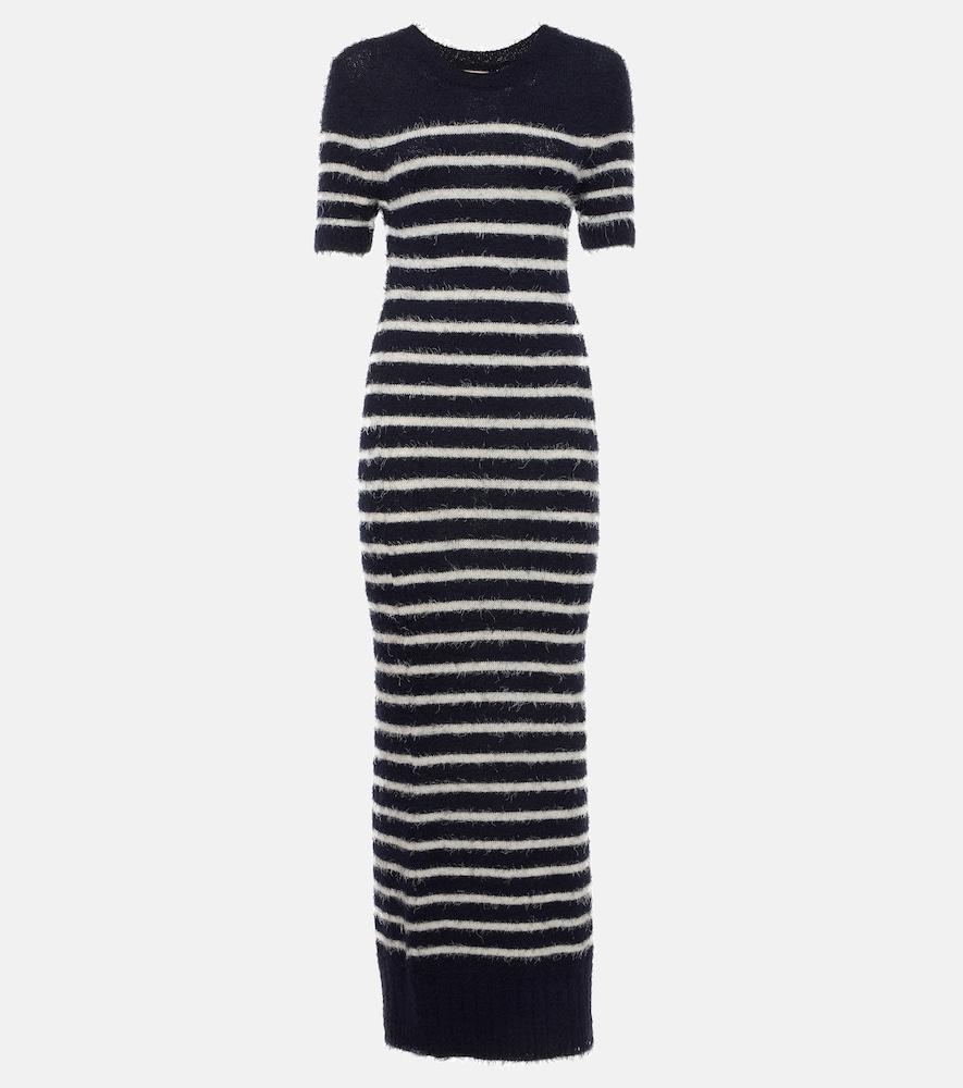 khaite helen striped silk and cashmere midi dress