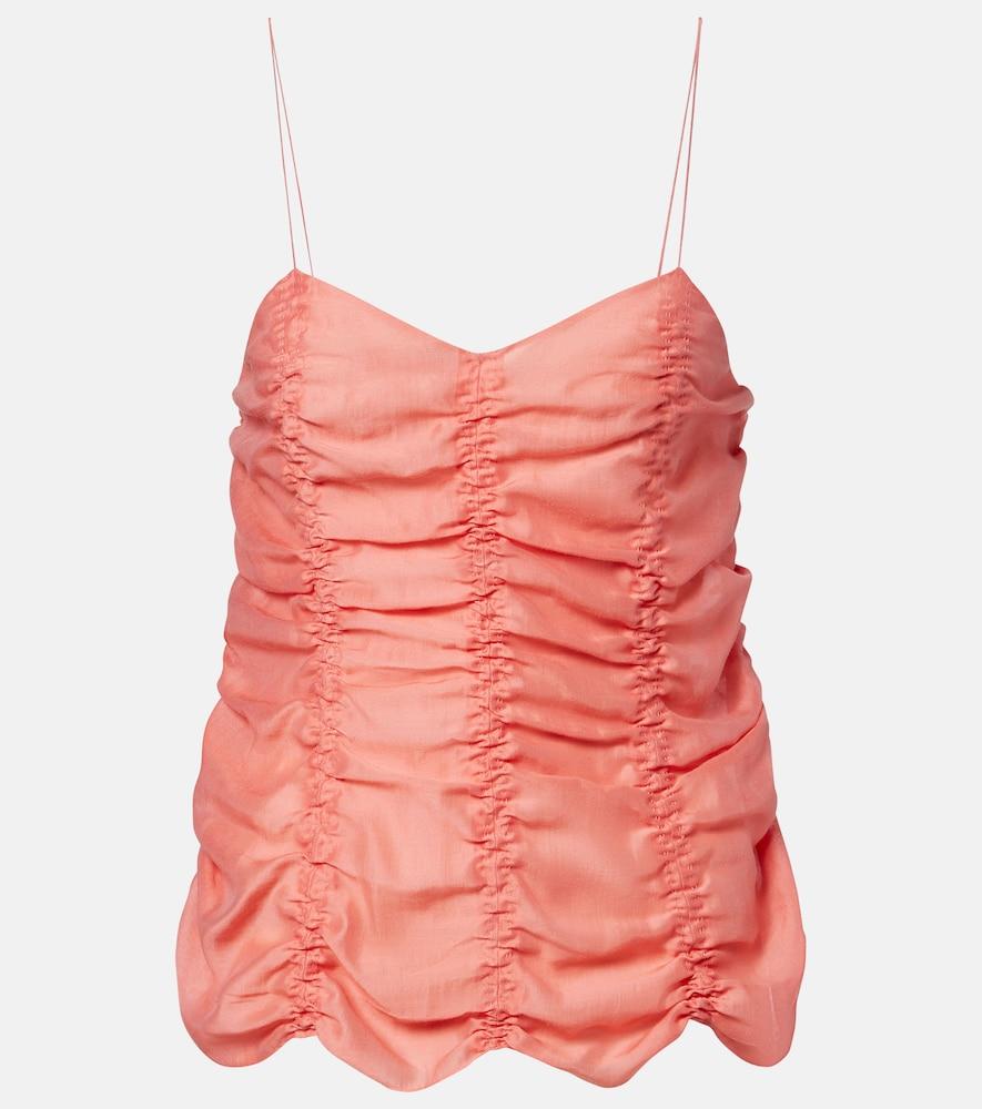 khaite inara ruched scalloped top