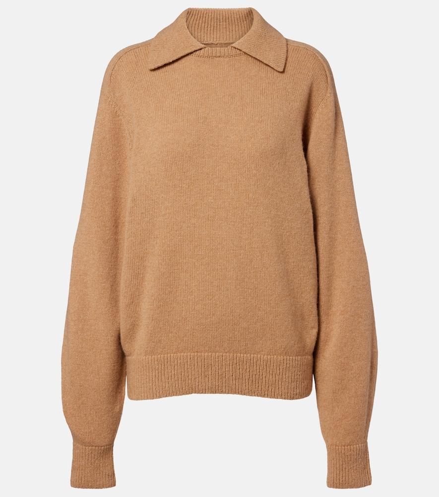 khaite jackson wool and cashmere polo sweater