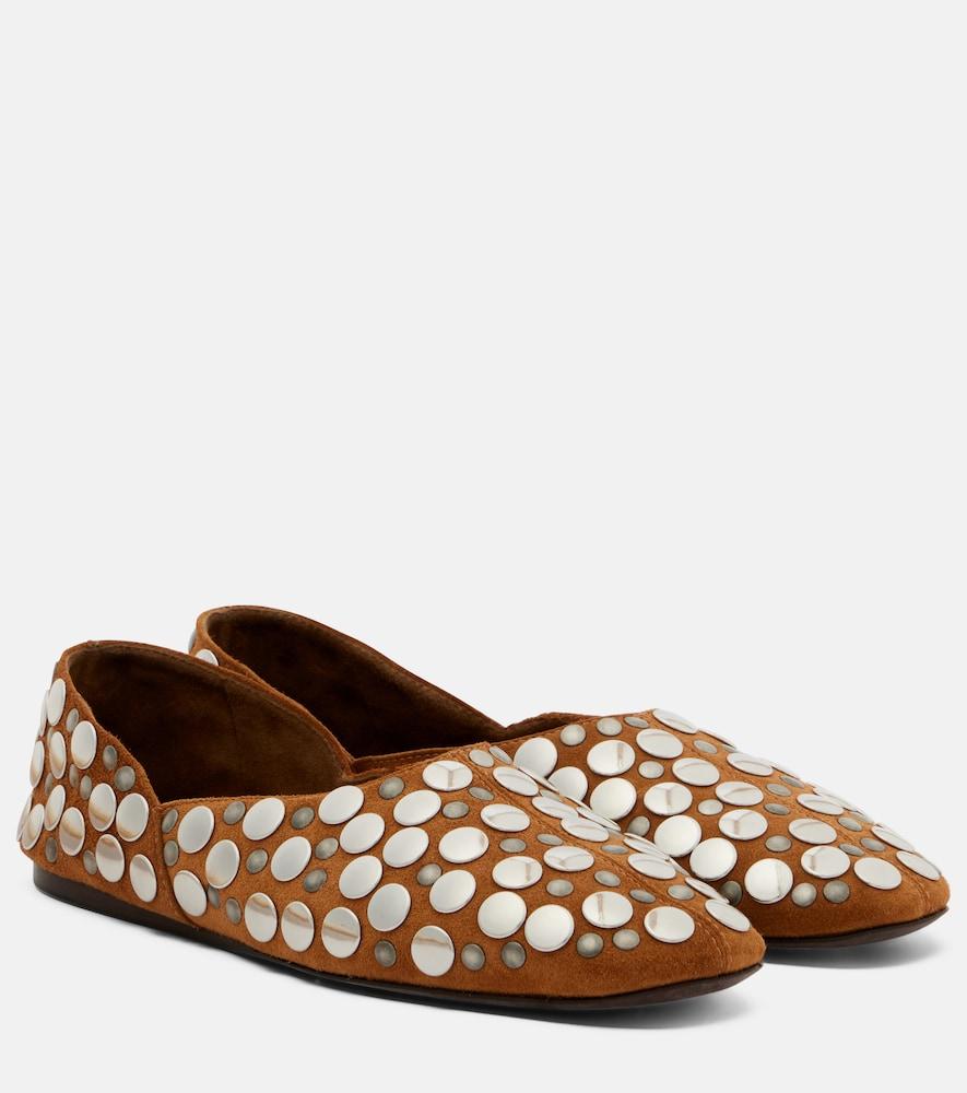 khaite jane studded suede ballet flats