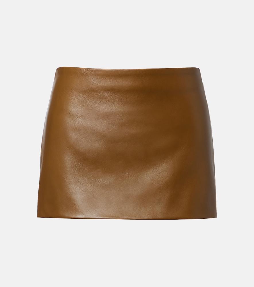 khaite jett leather miniskirt