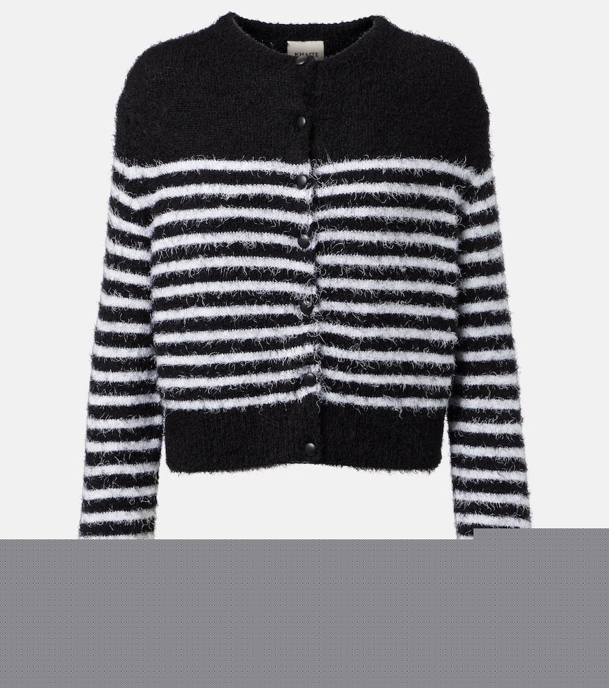 khaite jules striped silk and cashmere cardigan