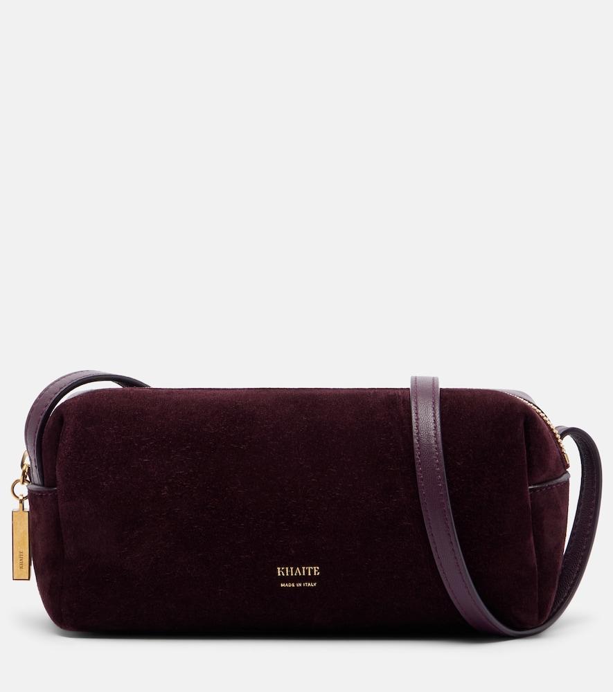 khaite kye suede and leather shoulder bag